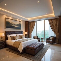 3d rendering beautiful luxury bedroom