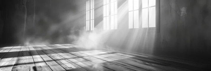 Fotobehang Sun Rays Piercing Through Factory Window Panes © evening_tao