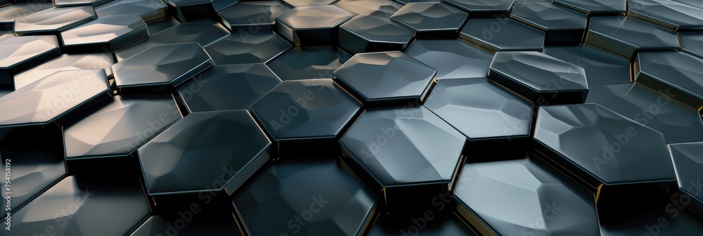 Canvas Prints Dark Hexagonal Surface for High-Tech Background