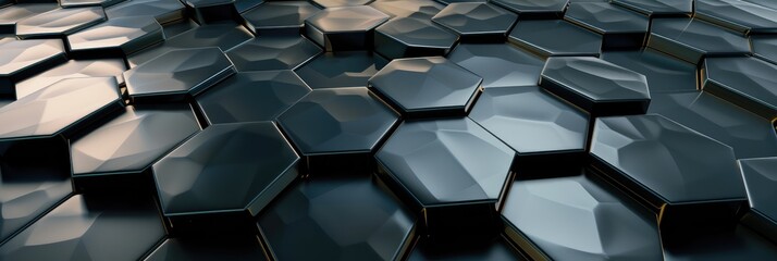 Dark Hexagonal Surface for High-Tech Background