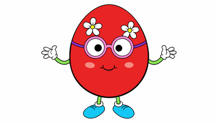  painted red easter egg with hands vector illustration 