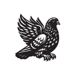Fototapeta na wymiar Black and white Pigeon | Pigeon silhouette vector illustration 