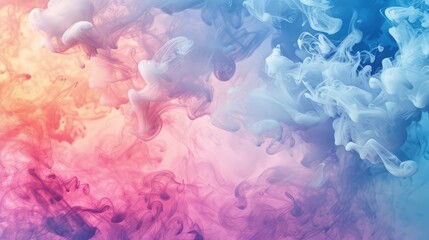 Abstract Colorful Smoke Swirls on White Background
