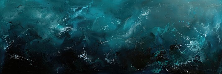Abstract Turquoise Brush Strokes on Dark Canvas - obrazy, fototapety, plakaty