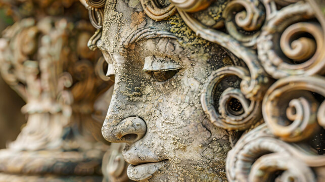 A statue of the head of the Medusa, the beautiful Gorgon in Greek mythology