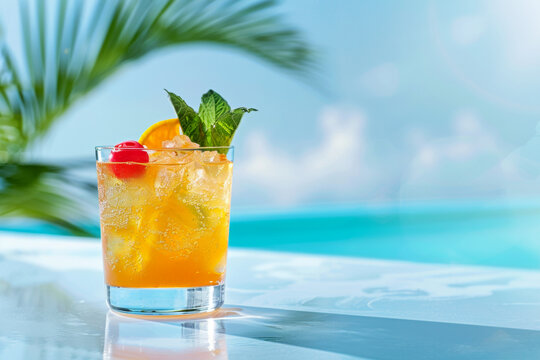 Rum Punch  a festive glass filled with colorful rum punch
