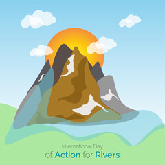 International day of action for rivers good vector, illustration. flat design. flyer design. Flat illustration.