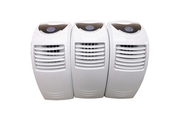 Portable air conditioners for computer equipment, isolated on a white background. Portative air cooling system from the Internet provider