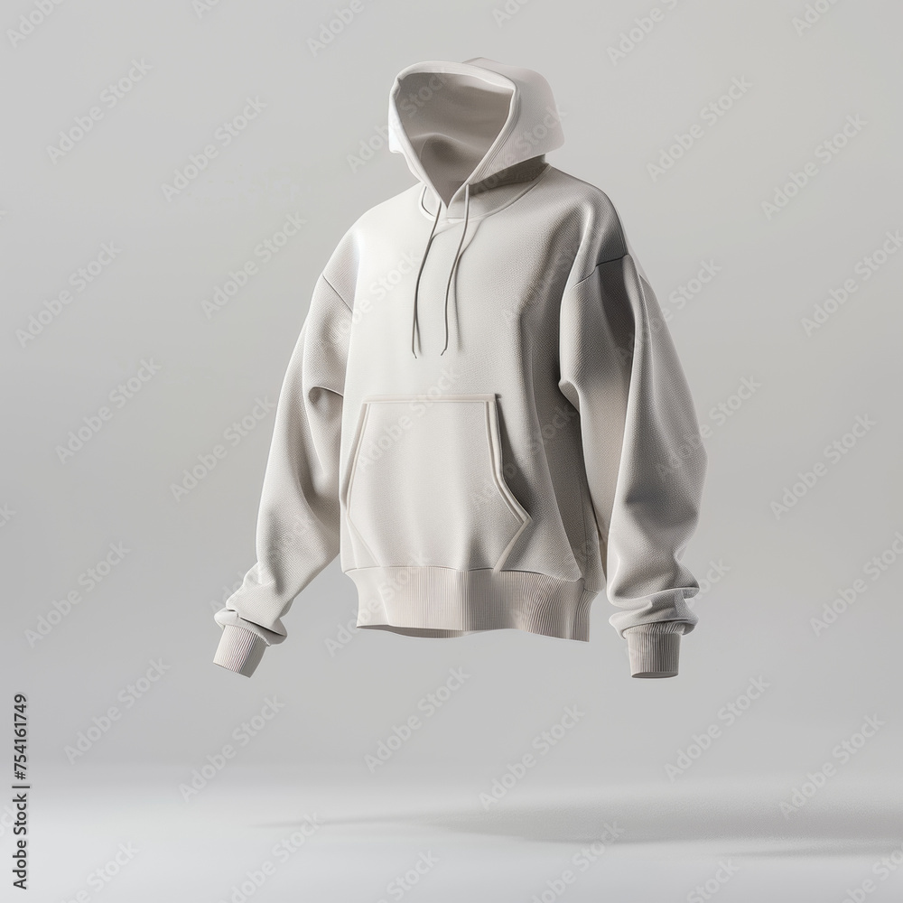 Wall mural a blank white mock up hoodie floating in the air , product mockup.