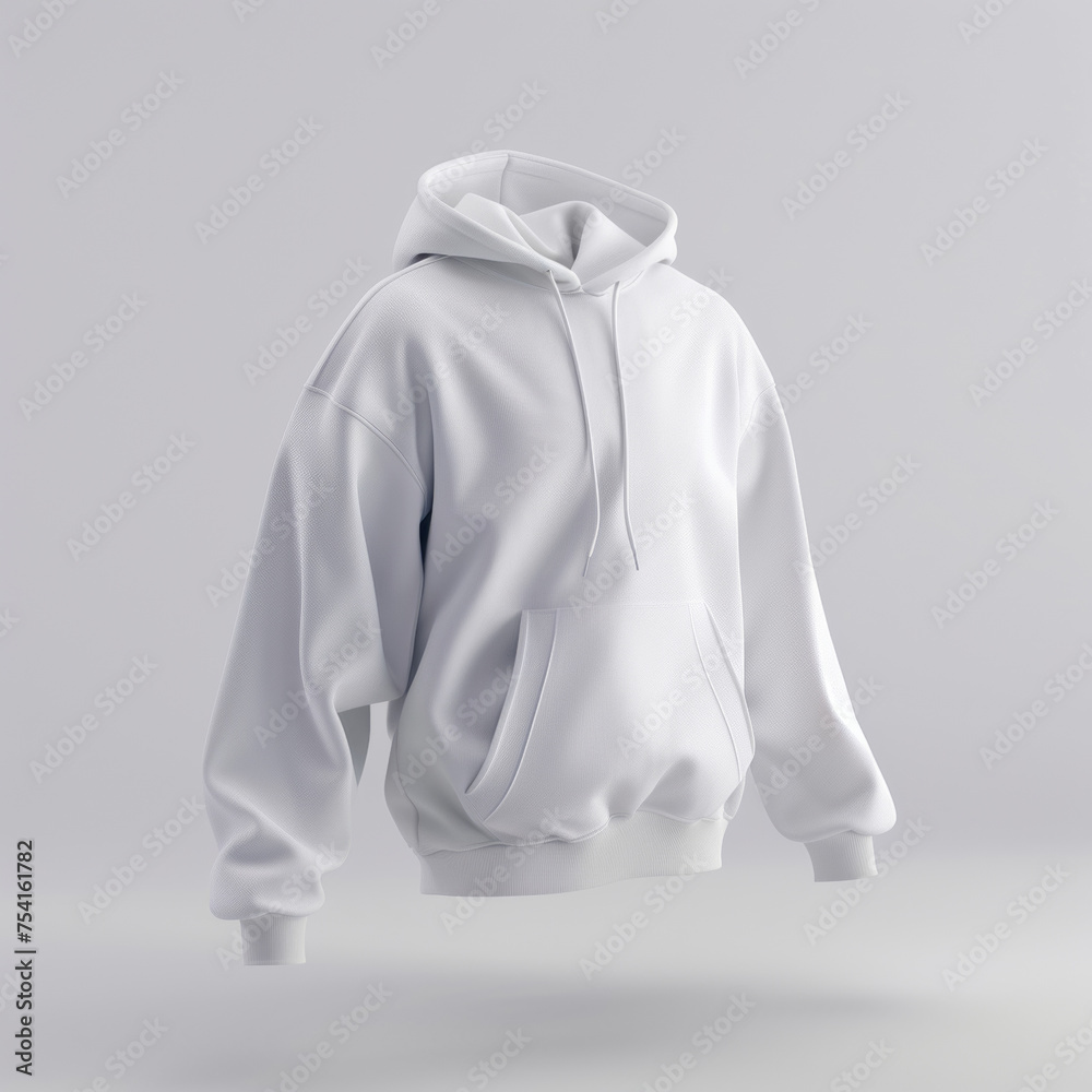 Wall mural a blank white mock up hoodie floating in the air , product mockup.