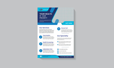 Medical healthcare flyer design and brochure cover page template