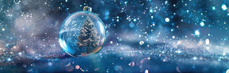 Fototapeta na wymiar Magical Winter Scene with Glittering Christmas Bauble