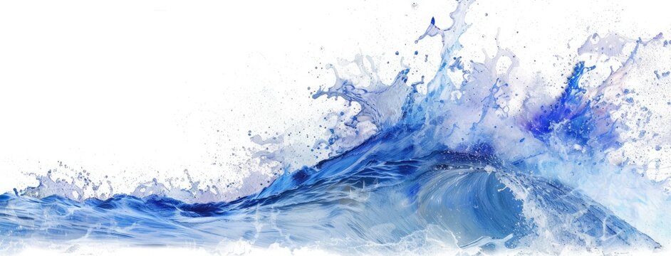 Abstract Blue Watercolor Ocean Wave Splash