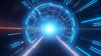 Fototapeta premium Sci-fi futuristic futuristic sci-fi tunnel, neon tunnel background
