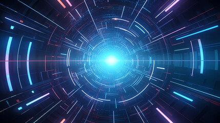 Obraz premium Sci-fi futuristic futuristic sci-fi tunnel, neon tunnel background