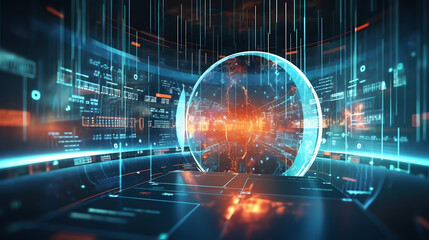 Obraz premium Sci-fi futuristic futuristic sci-fi tunnel, neon tunnel background