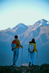Couple on the top of mountain