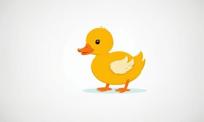 cute duckling icon on white background. flat illustration