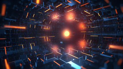 Sci-fi futuristic futuristic sci-fi tunnel, neon tunnel background