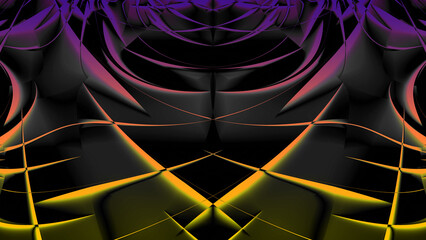 purple to yellow gold coloured gradient of a symmetric structure grid design