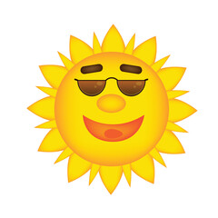 Happy Sun in Sunglasses with Summer Banner. Summer time and sunshine concept vector