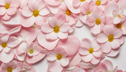 elegant collection of soft pink flower petals isolated on a transparent background