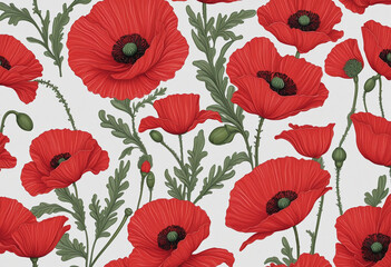 Red poppy as a symbol of memory for the fallen in the war - obrazy, fototapety, plakaty