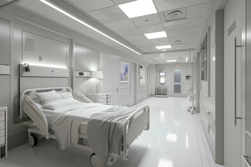Hospital room equipped for patient care and recovery