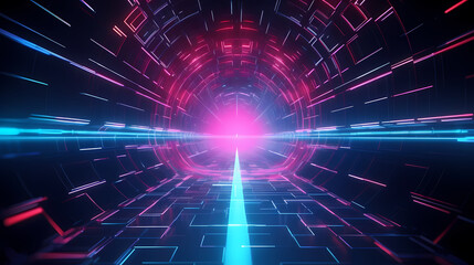 Obraz premium Sci-fi futuristic futuristic sci-fi tunnel, neon tunnel background
