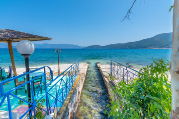 Water wheel path. The waters from the lake flow into the sea in Karavomilos, Sami, Kefalonia