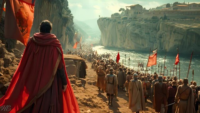 4K HD video clips King Xerxes led the Persian army to the Strait of Thermopylae and was stopped there by 300 Spartans led by King Leodinus.