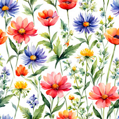 Watercolor Wildflowers Illustration 