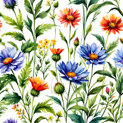 Watercolor Wildflowers Illustration 