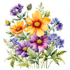 Watercolor Wildflowers Illustration 