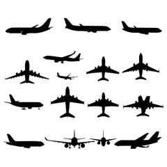 flat design airplane silhouette collection