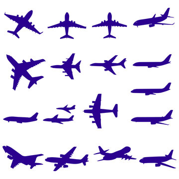 flat design airplane silhouette collection