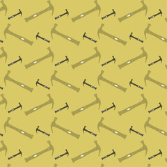 Naklejka premium Vector illustration of a seamless pattern, hammers, labour day