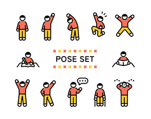 Elementary school boy simple pose illustration