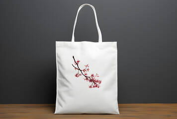 White pure cotton tote bag shopper design mockup isolated on white background