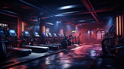 Gym Interior Background of Dumbbells on Rack: Fitness Equipment Display