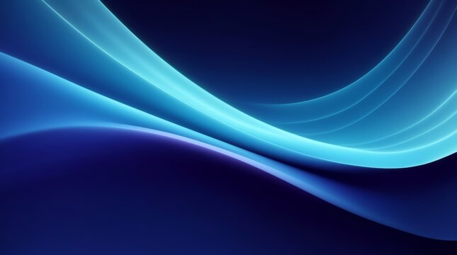 Graceful movement of sleek blue curves in a digital abstract environment 