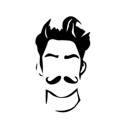 Vector vintage hairstyle barber shop logo for your design