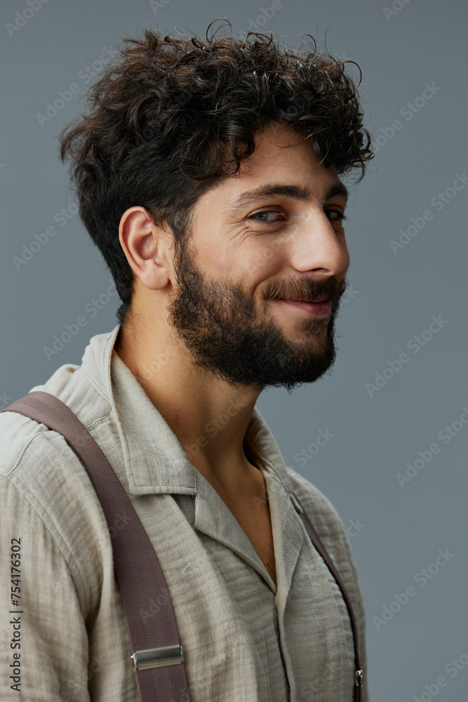 Wall mural Face adult guy young happy person men confident portrait model look isolated smile