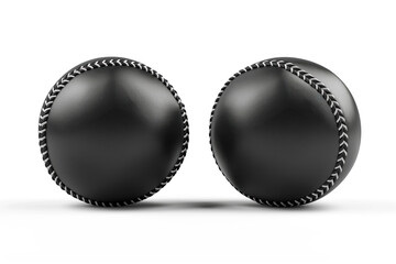 Black baseballs on white background