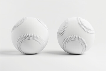 White baseballs on white background