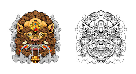 mythological chinese lion, design illustration