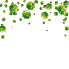 Vitamin Q10 round capsules scattered randomly.