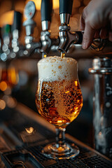 Fototapeta na wymiar pouring beer into glass