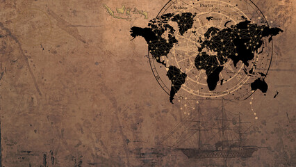 Vintage World Map Template