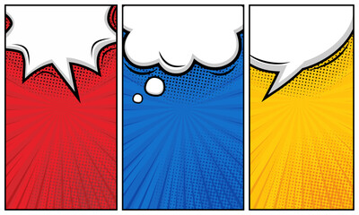 Fototapeta premium Comic panel background with cloud speech bubble
